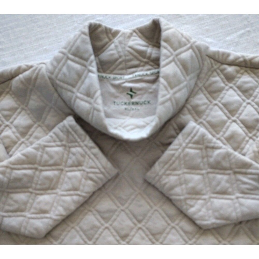 Tuckernuck TNUCK Size XL/XXL Tan Quilted Mock Neck Pullover Sweater Shirt Chic
